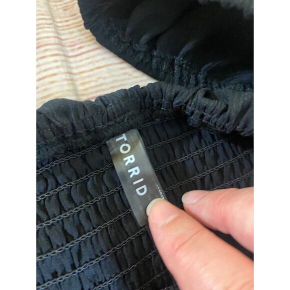 Torrid Women's Black Off Shoulder Mini Smoked Ruffle Lace Dress - 1XL - Picture 9 of 12